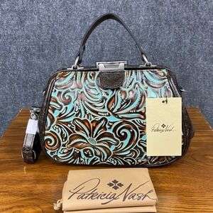 Patricia‎ Nash Gracchi Tooled Turquoise Collection Leather Crossbody Satchel Bag